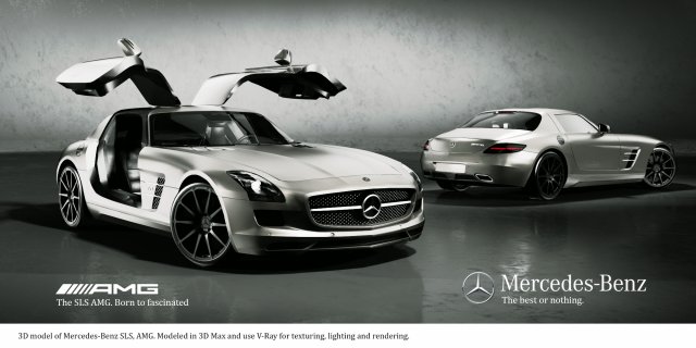 mercedes benz sls amg Model 3D .c4d .max .obj .3ds .fbx .stl .blend 