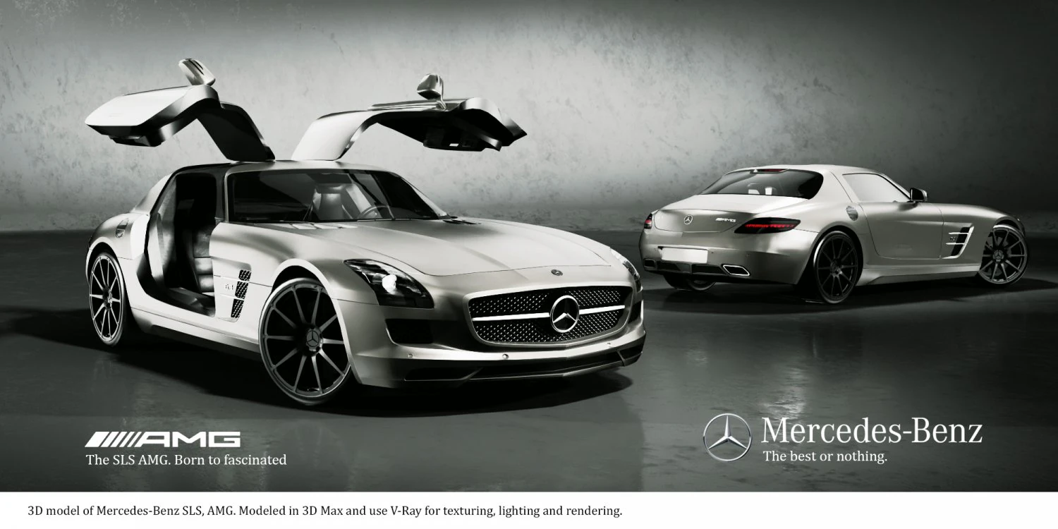 mercedes benz sls amg 3D Model .c4d .max .obj .3ds .fbx .stl .blend