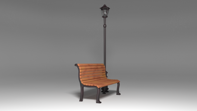 bench and night lamp 3D Model .c4d .max .obj .3ds .fbx .stl .blend 