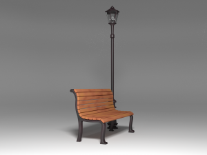 bench and night lamp 3D Model