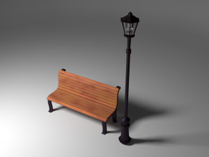 bench and night lamp 3D Model