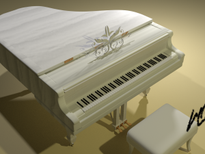 white grand piano Model 3D