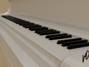 white grand piano Model 3D