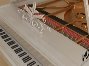 white grand piano Model 3D