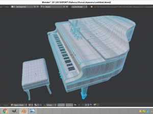 white grand piano Model 3D