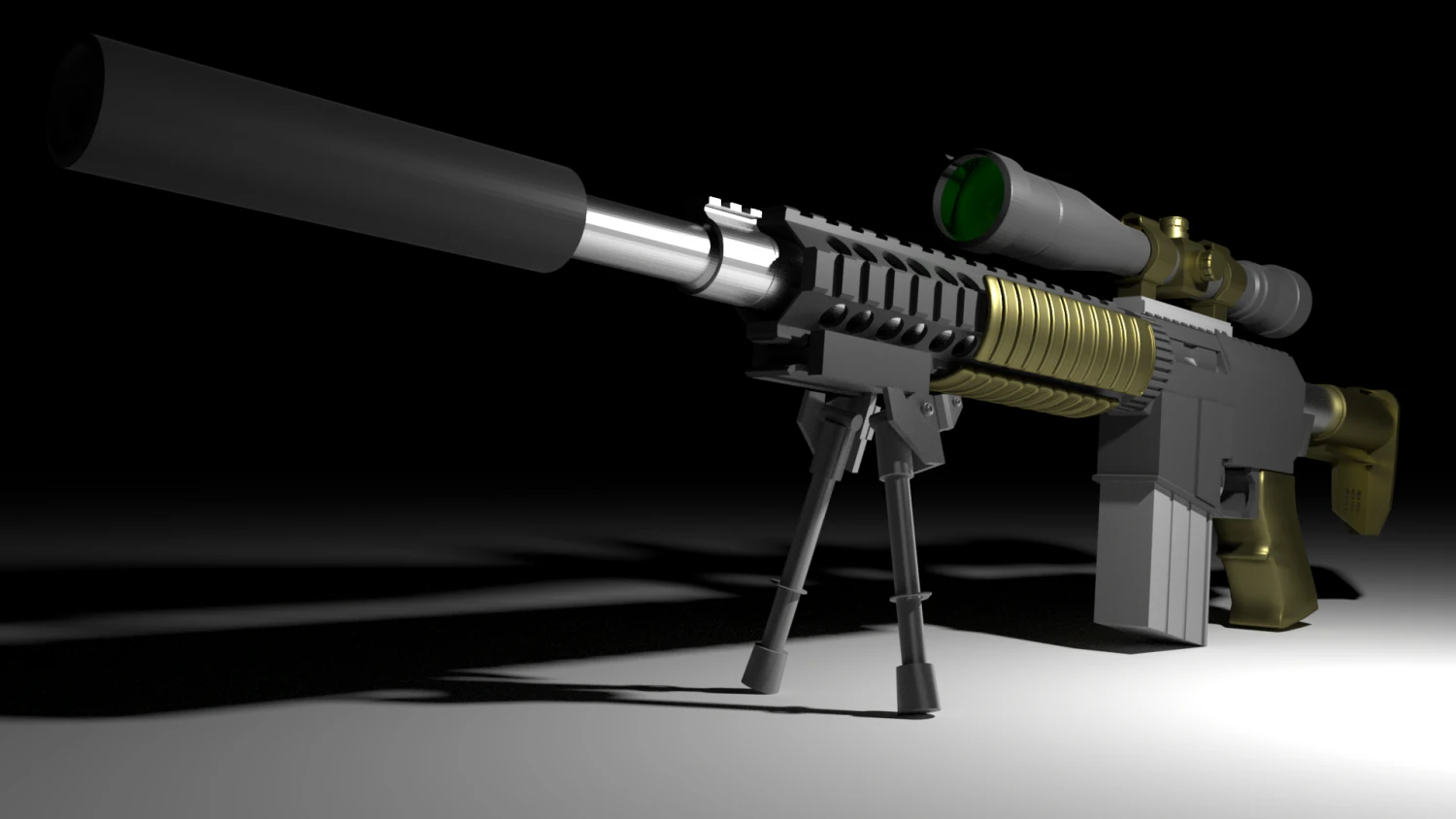 sr-25 rifle 3D Model .c4d .max .obj .3ds .fbx .stl .blend 