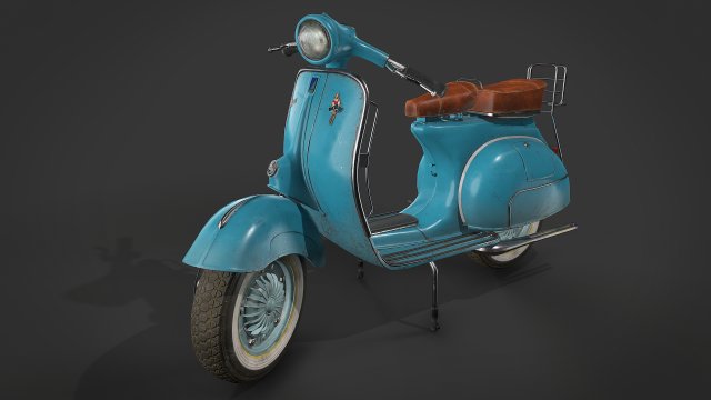 Vespa vintage scooter 3D Модель .c4d .max .obj .3ds .fbx .stl .blend 