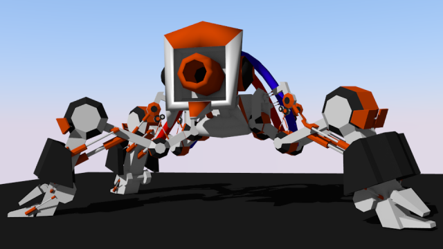 quadruple legged robot with one eye 3D Модель .c4d .max .obj .3ds .fbx .stl .blend 