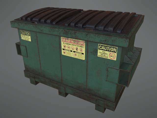 lowpoly pbr rusty dumpster and trashbag 3D मॉडल .c4d .max .obj .3ds .fbx .stl .blend 