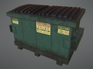 lowpoly pbr rusty dumpster and trashbag 3D Модель
