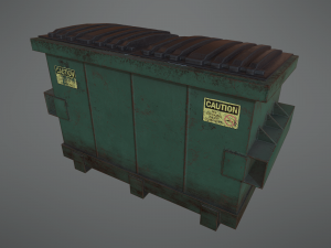 lowpoly pbr rusty dumpster and trashbag 3D मॉडल