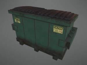 lowpoly pbr rusty dumpster and trashbag 3D Model