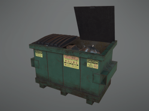 lowpoly pbr rusty dumpster and trashbag 3D मॉडल
