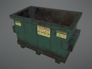lowpoly pbr rusty dumpster and trashbag 3D मॉडल