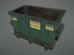 lowpoly pbr rusty dumpster and trashbag 3D मॉडल