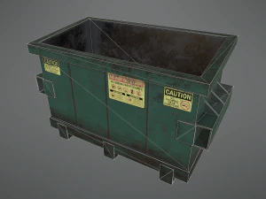lowpoly pbr rusty dumpster and trashbag 3D Model