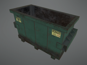 lowpoly pbr rusty dumpster and trashbag 3D मॉडल