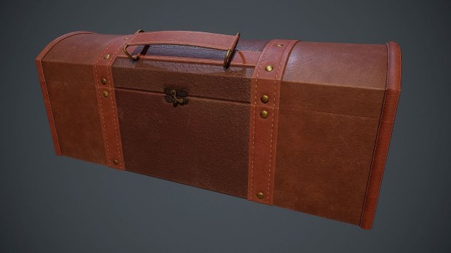 lowpoly pbr leather chest 3D Model .c4d .max .obj .3ds .fbx .stl .blend 