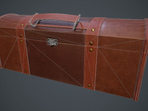 lowpoly pbr leather chest 3D Model