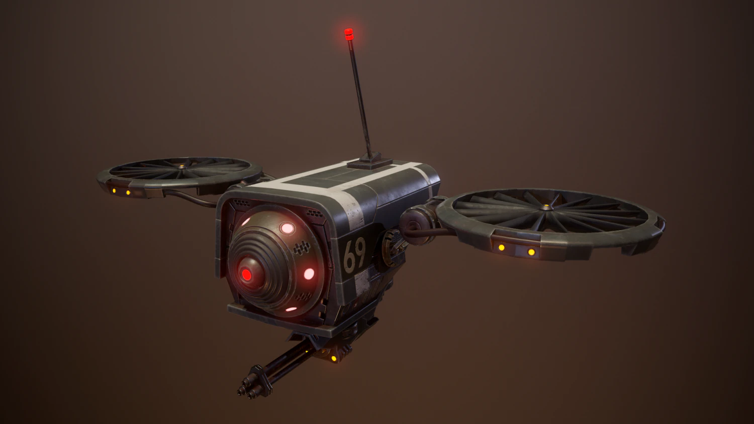 lowpoly pbr sci-fi military drone 3D Model .c4d .max .obj .3ds .fbx .stl .blend