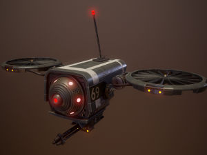lowpoly pbr sci-fi military drone 3D-Modell