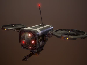 lowpoly pbr sci-fi military drone 3D Model