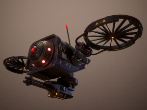 lowpoly pbr sci-fi military drone 3D Model