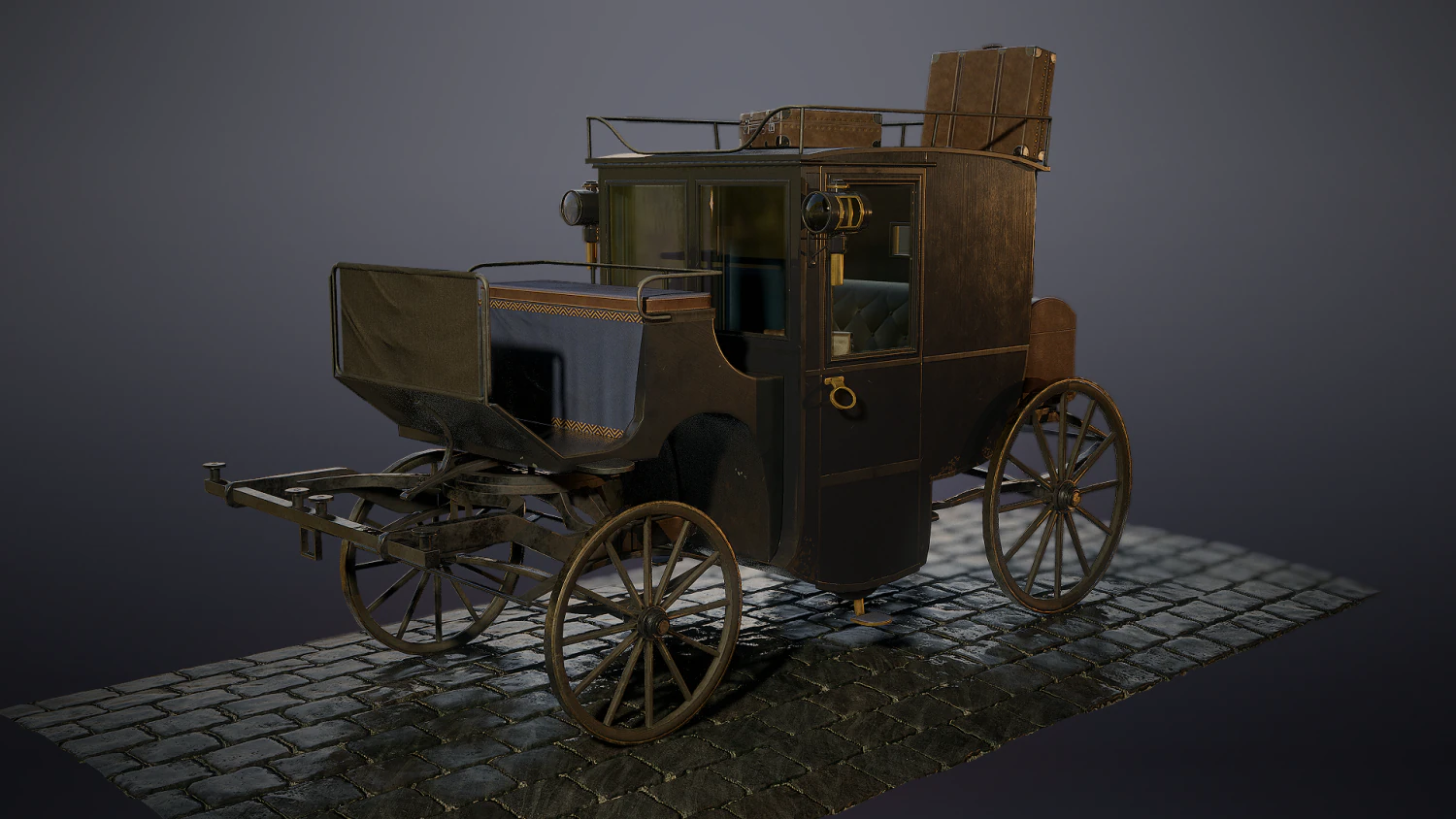 lowpoly pbr brougham carriage 3D Model .c4d .max .obj .3ds .fbx .stl .blend