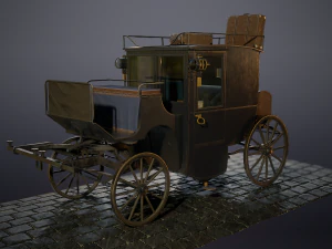 lowpoly pbr brougham carriage 3D Model