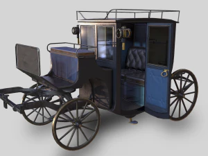 lowpoly pbr brougham carriage 3D Model