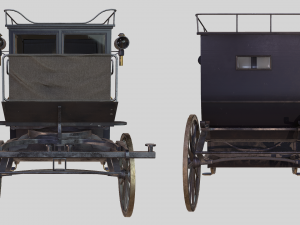 lowpoly pbr brougham carriage 3D मॉडल
