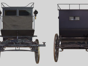 lowpoly pbr brougham carriage 3D Model