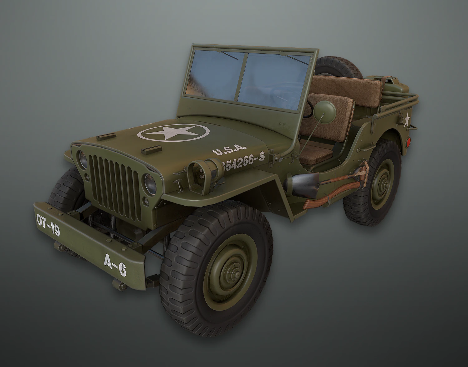 lowpoly pbr військовий джип 3D Модель .c4d .max .obj .3ds .fbx .stl .blend 