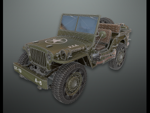 lowpoly pbr military jeep Model 3D