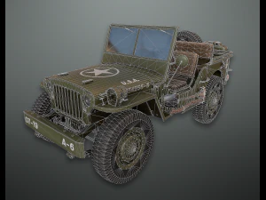 lowpoly pbr військовий джип 3D Модель