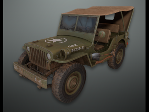 lowpoly pbr military jeep Model 3D