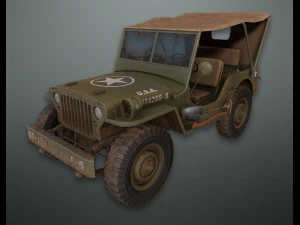 lowpoly pbr військовий джип 3D Модель