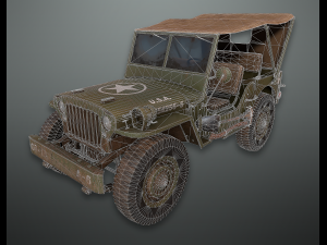lowpoly pbr military jeep Model 3D