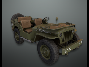 lowpoly pbr military jeep Model 3D