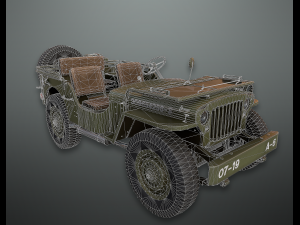 lowpoly pbr military jeep Model 3D