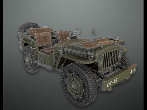 lowpoly pbr військовий джип 3D Модель