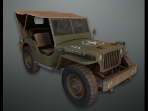 lowpoly pbr military jeep Model 3D