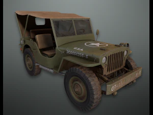 lowpoly pbr військовий джип 3D Модель
