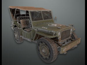 lowpoly pbr military jeep Model 3D