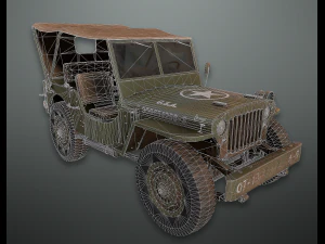 lowpoly pbr військовий джип 3D Модель