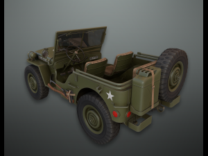 lowpoly pbr military jeep Model 3D