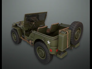 lowpoly pbr військовий джип 3D Модель