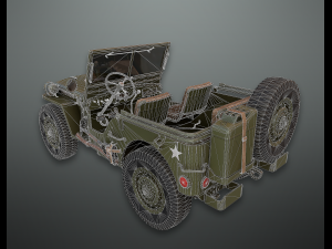 lowpoly pbr military jeep Model 3D
