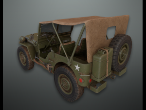 lowpoly pbr military jeep Model 3D