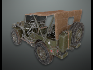 lowpoly pbr military jeep Model 3D